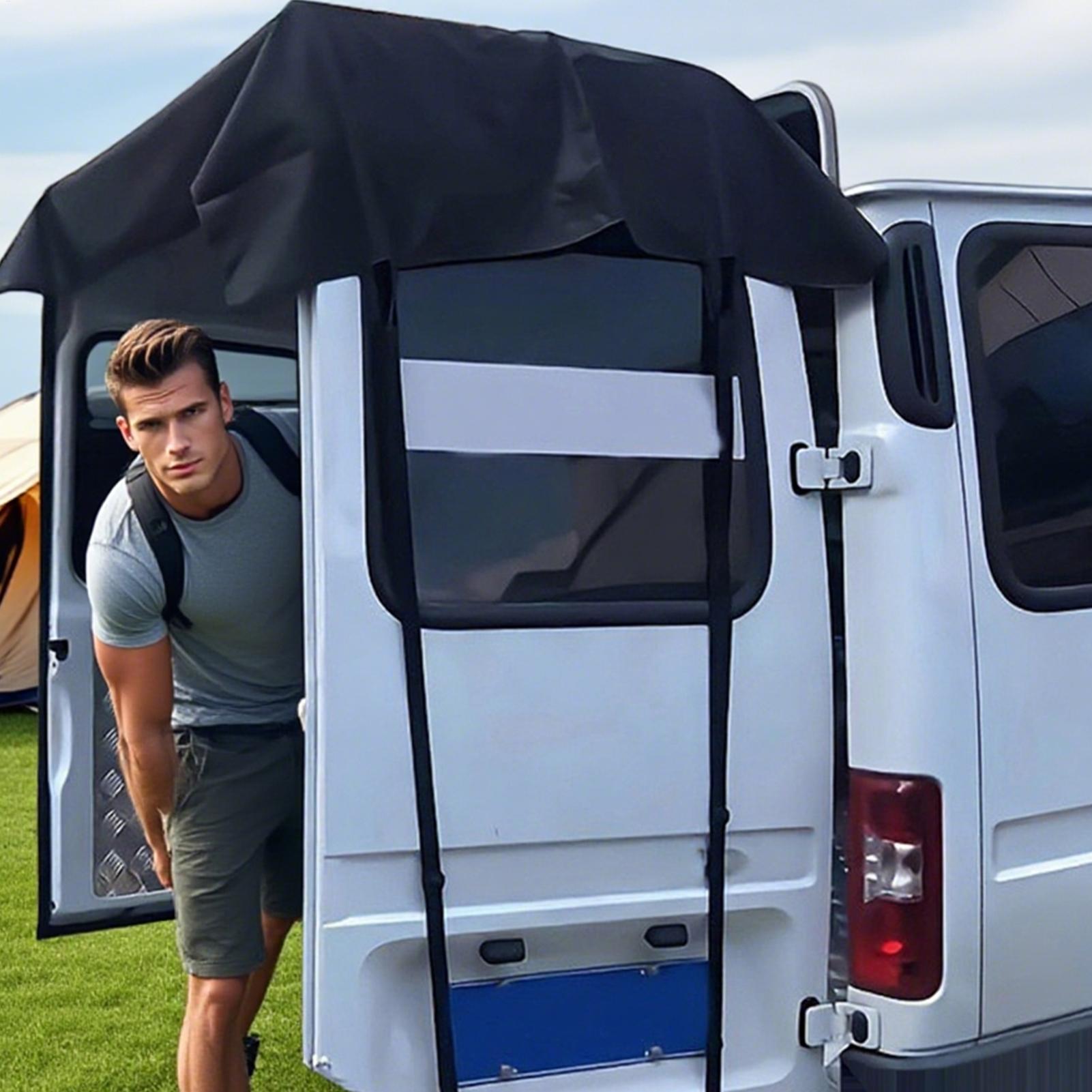 Outdoor Camping Van - ผ้าคลุมประตูหลังรถบ้านแบบกันลม สำหรับรถแคมป์เปอร์แวน รถบรรทุก รถตู้ ป้องกันลม สำหรับตั้งแคมป์