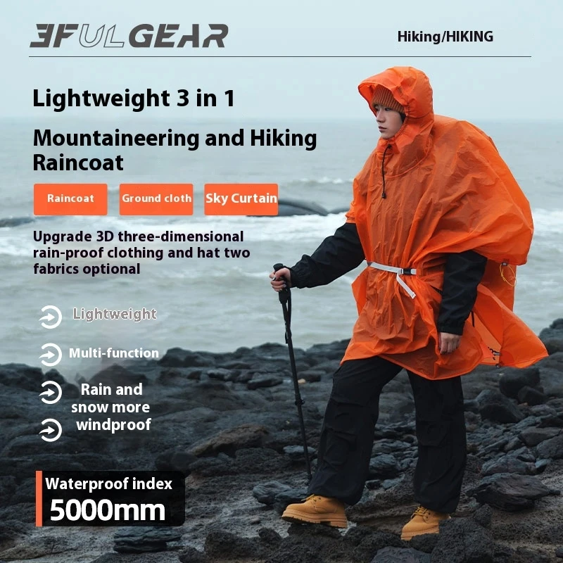 Camping Rain Poncho - 3F UL GEAR เสื้อกันฝนเดินป่าแบบ Ultralight 3