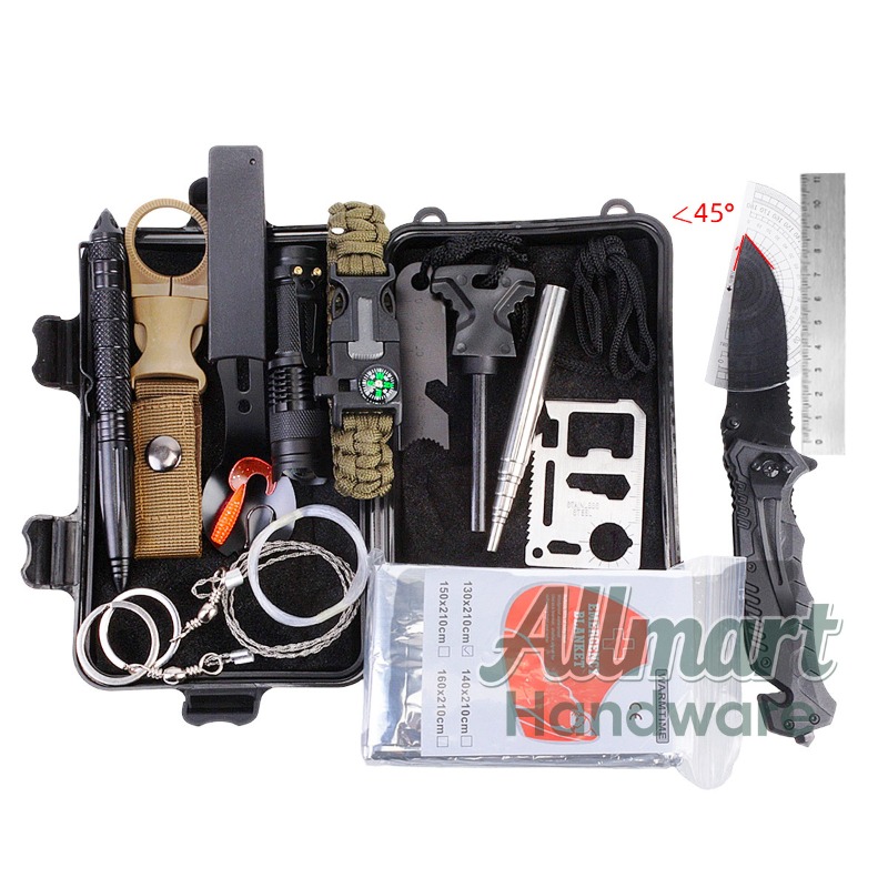 Outdoor Camping Tools - กล่องเครื่องมือเอาตัวรอด EDC อเนกประสงค์แบบพกพา อุปกรณ์ฉุกเฉินสำหรับการตั้งแคมป์กลางแจ้ง ชุดปฐมพยาบาล SOS