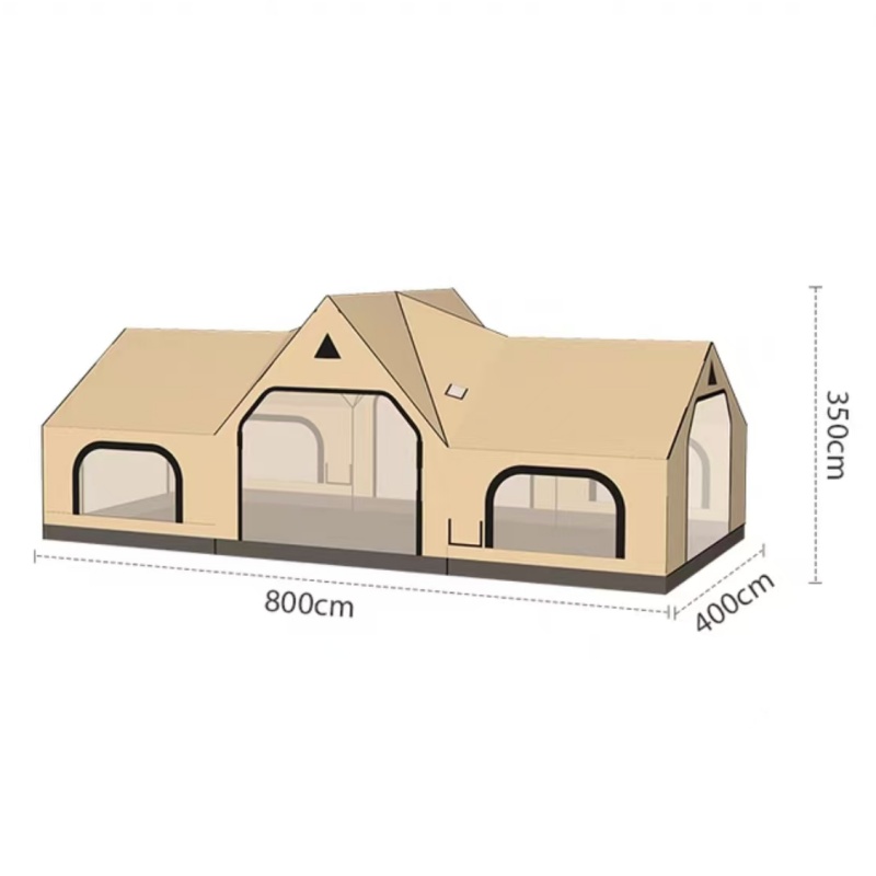 Outdoor Camping Inflatable Tent - เต็นท์ปาร์ตี้เป่าลมสำหรับตั้งแคมป์กลางแจ้ง ขนาด 32.0 ตารางเมตร ติดตั้งง่าย มีสองห้องนอนและหนึ่งห้องโถง