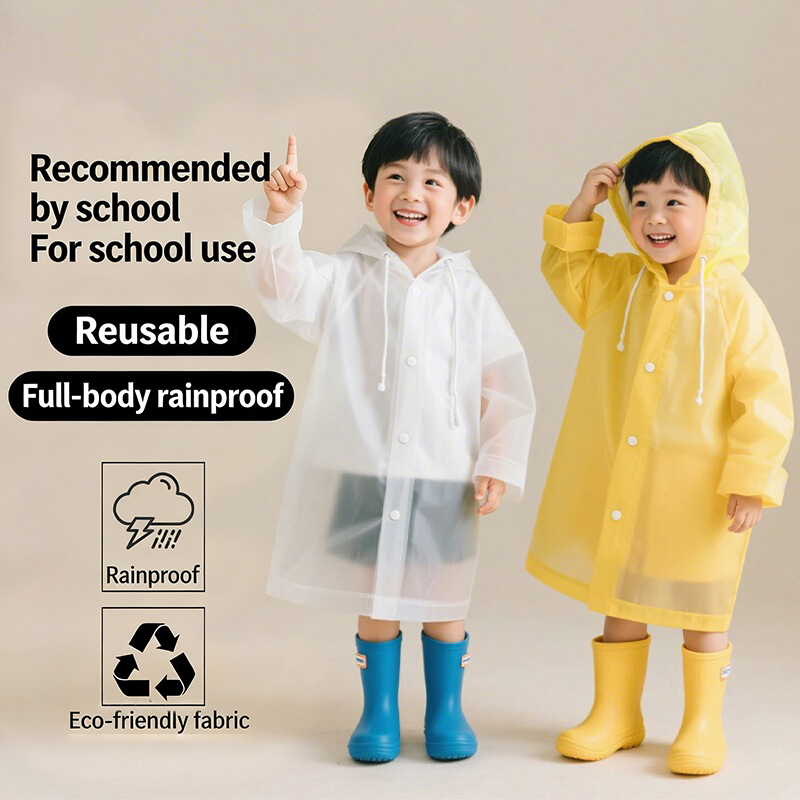 Camping Rain Poncho - เสื้อกันฝนเด็กแบบใช้ครั้งเดียว ทำจากวัสดุ EVA แบบชิ้นเดียว น้ำหนักเบา กันน้ำ