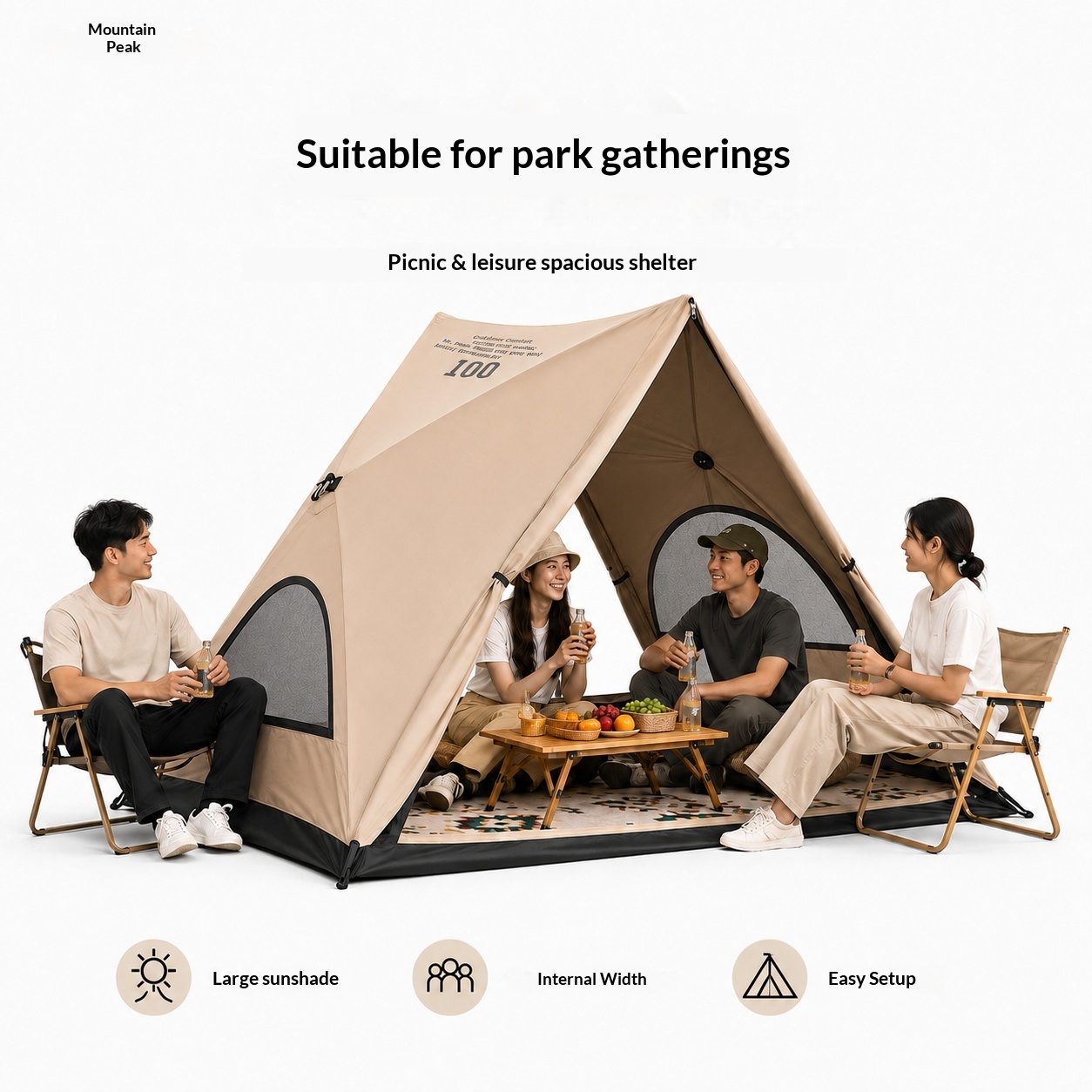 Outdoor Camping Automatic Quick Opening Tent - เต็นท์สามเหลี่ยมอัตโนมัติ เต็นท์สำหรับตั้งแคมป์กลางแจ้งที่สามารถกางขึ้นได้ภายใน 3 วินาที กันน้ำและป้องกันรังสียูวี