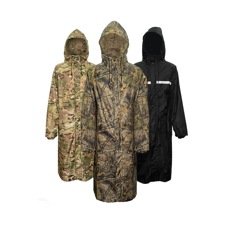 Camping Rain Poncho - เสื้อกันฝนลายพรางตัวยาวสำหรับผู้ชายเสื้อปอนโชกันน้ำลายพรางเสื้อโค้ทผู้หญิงกันฝนตกปลาเดินป่า