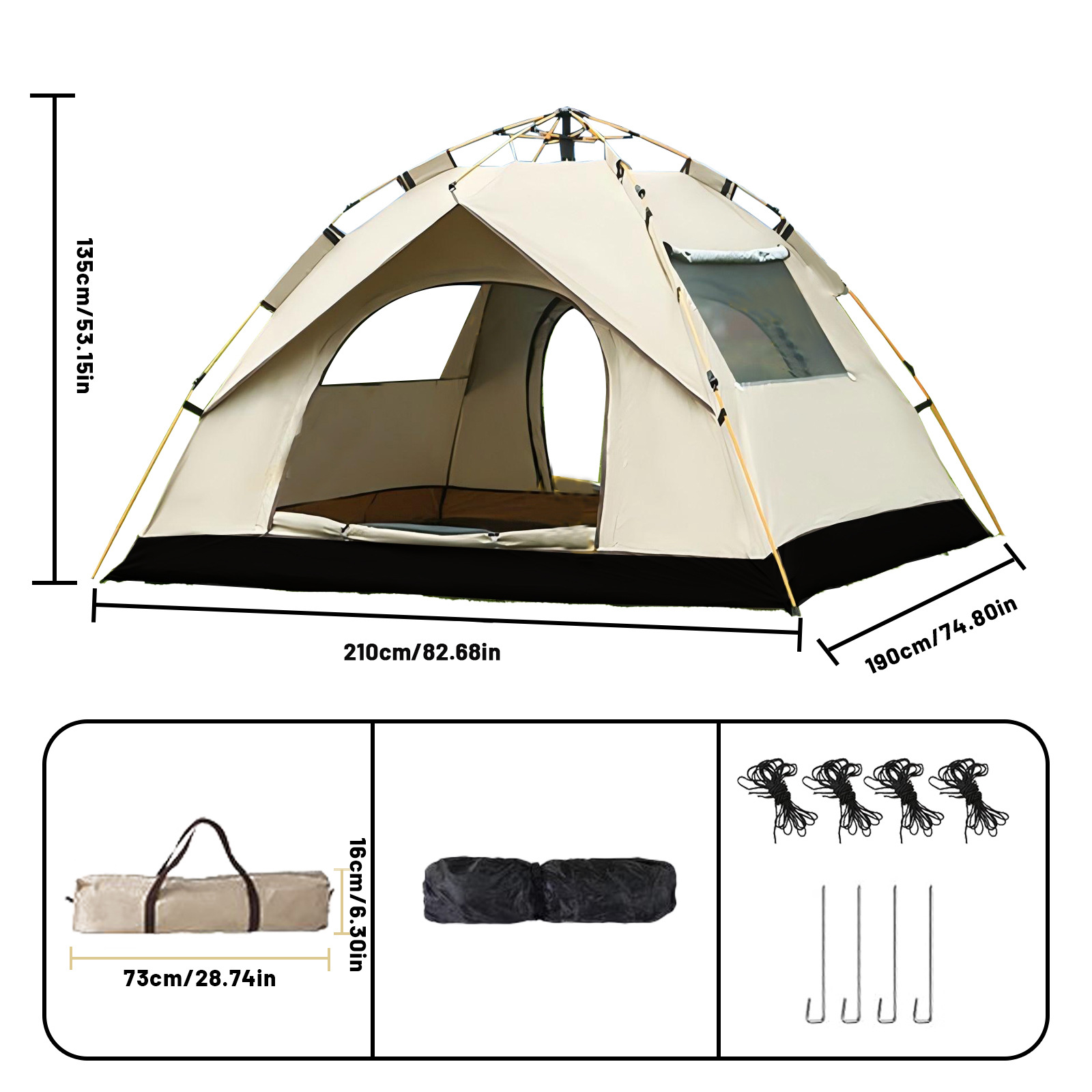 Outdoor Camping Automatic Quick Opening Tent - เต็นท์เปิดอัตโนมัติสำหรับใช้งานกลางแจ้ง, เต็นท์กันแดดอัตโนมัติ, หลังคาบังแดดสำหรับชายหาดและตกปลา, เต็นท์สำหรับตั้งแคมป์ 3-4 คน