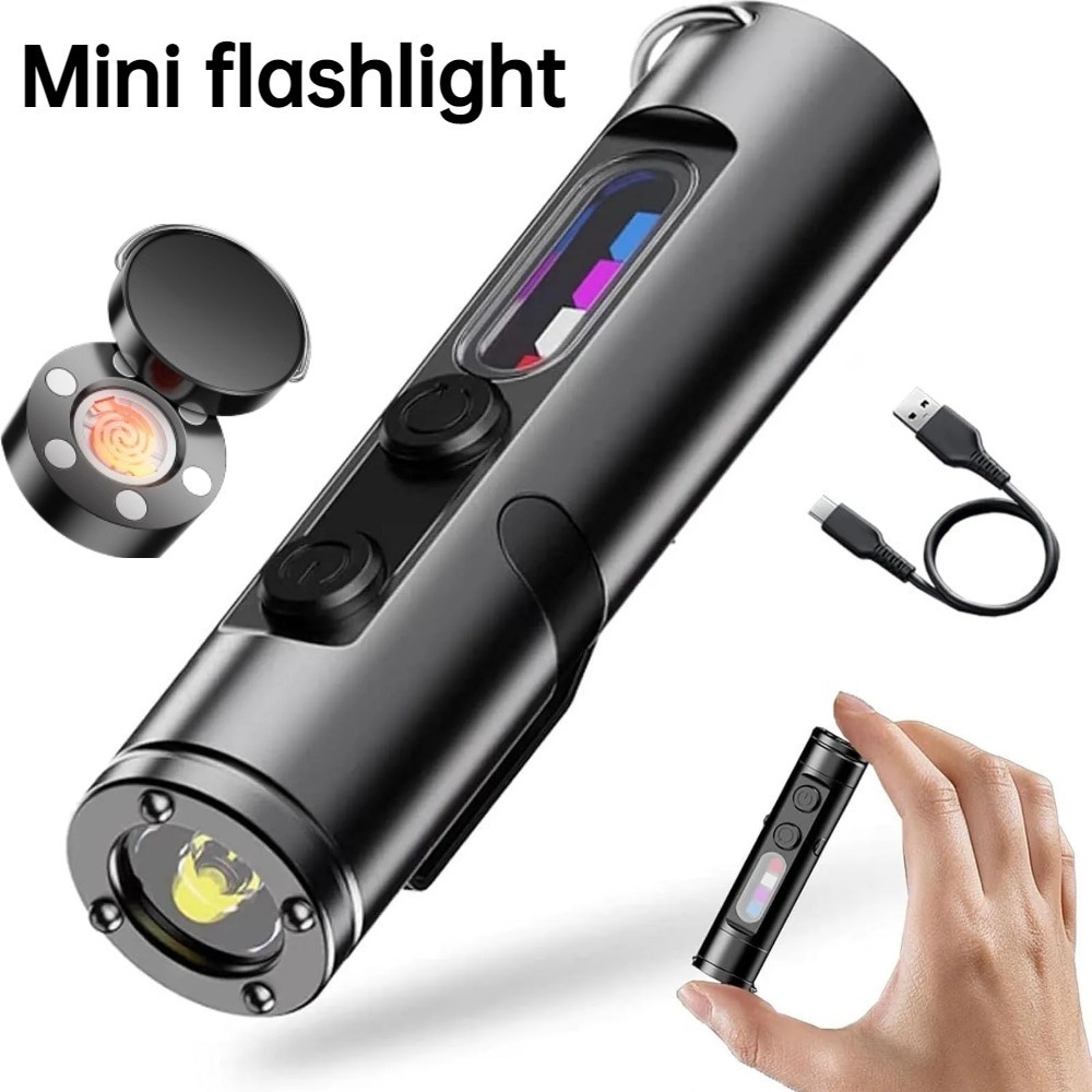 Outdoor Camping Accessories - ไฟฉายขนาดเล็กสำหรับใช้งานกลางแจ้ง แบบชาร์จไฟได้ ชนิด Type C พร้อมไฟ