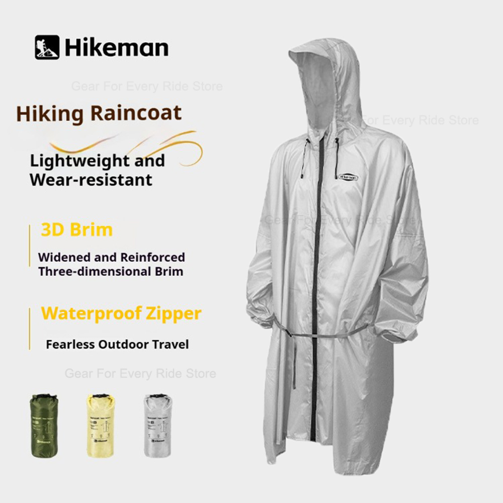 Camping Rain Poncho - เสื้อกันฝนซิปแบบ Ultralight 210T โพลีเอสเตอร์ กันน้ำ สำหรับเดินป่า