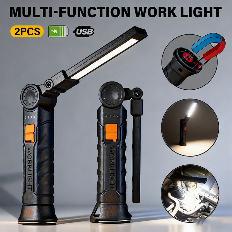 Outdoor Camping Accessories - ไฟฉาย LED แบบพกพา COB ชาร์จไฟผ่าน USB