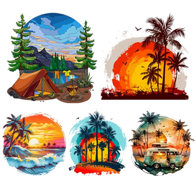 Outdoor Camping Van - สติ๊กเกอร์รถกลางแจ้ง Camping Sunrise Sunset Scenery สติกเกอร์สําหรับรถพ่วง