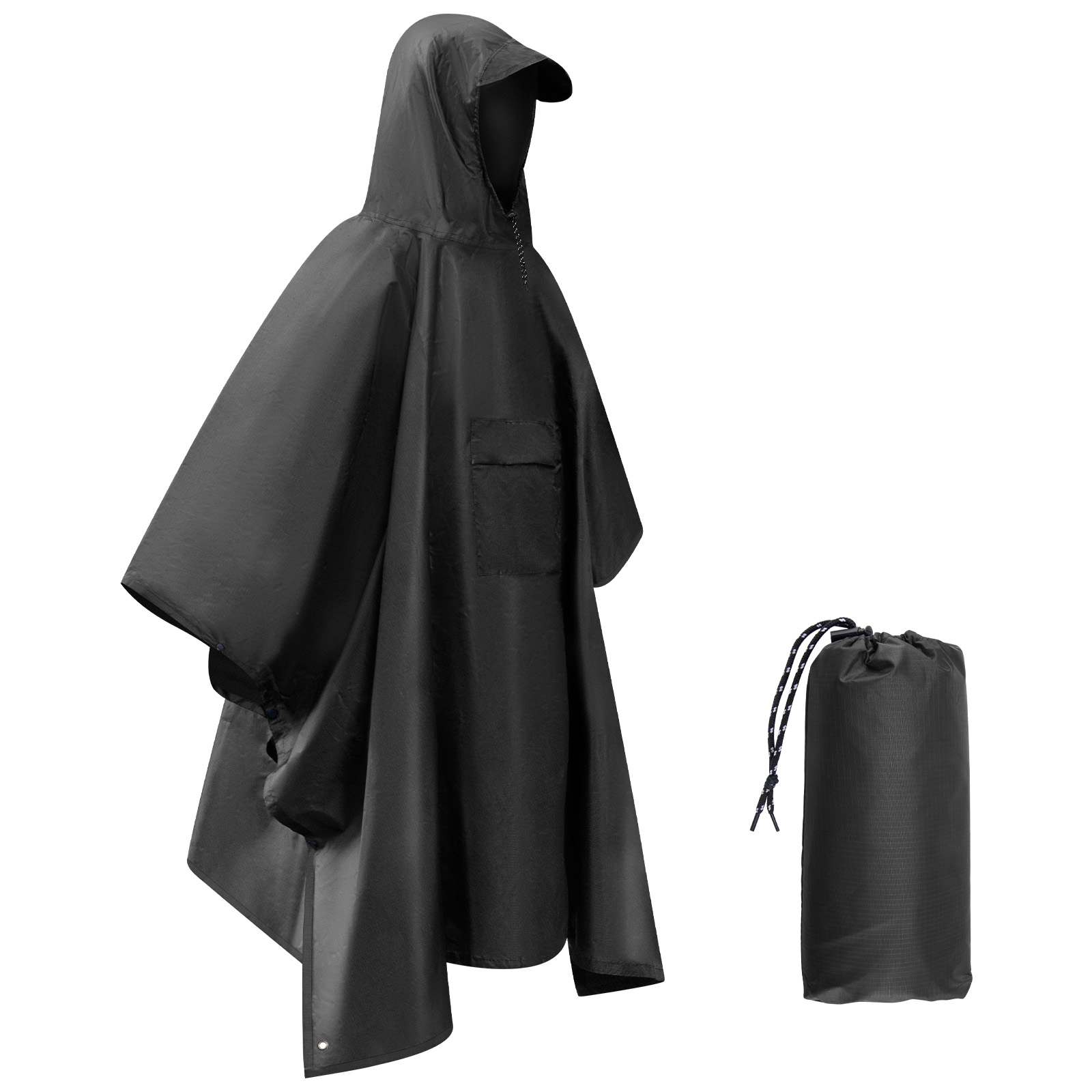 Camping Rain Poncho - เสื้อปอนโชฝนสําหรับผู้ใหญ่เสื้อกันฝนกันน้ําน้ําหนักเบาพร้อมเต็นท์ชุดกันฝนฮู้ด ﻿ สําหรับตกปลากลางแจ้งเดินป่าตั้งแคมป์ขี่จักรยานเดินทาง