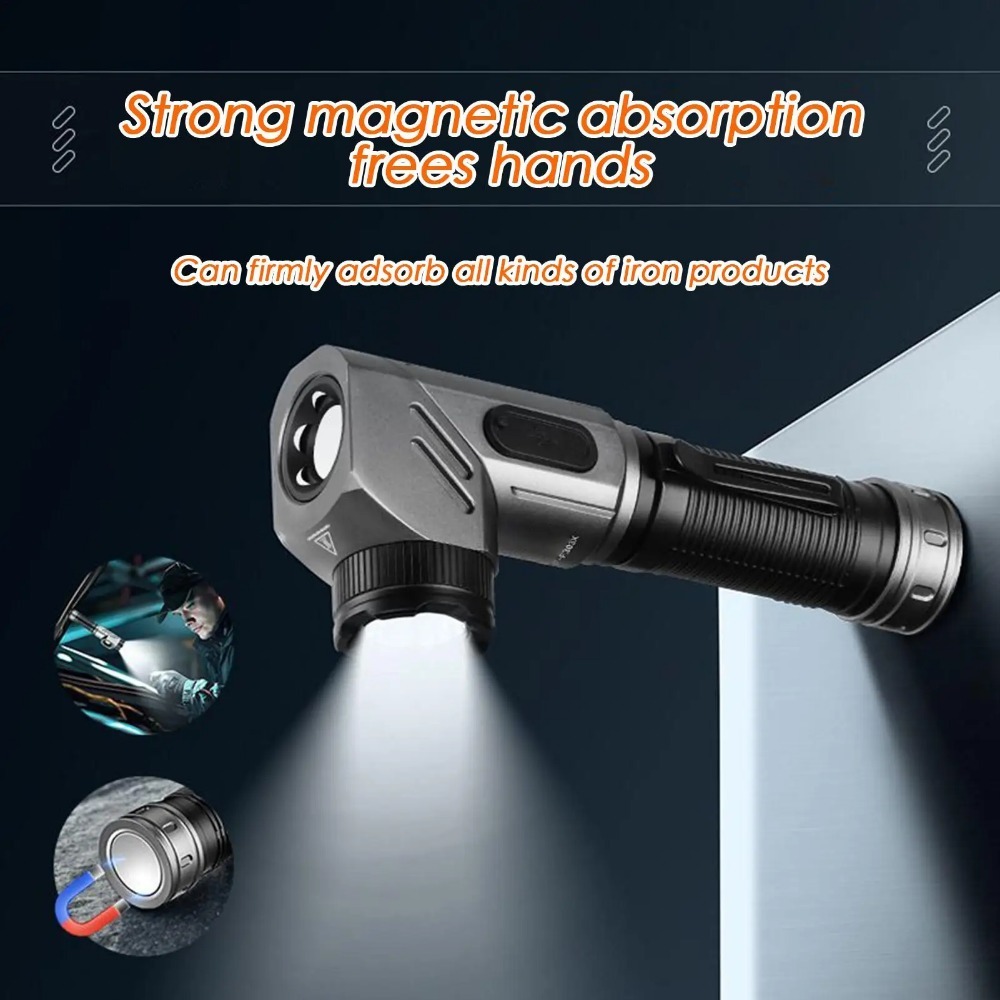 Outdoor Camping Lamp - ไฟฉาย LED ขนาดเล็กทรงพลัง 90 ° โคมไฟทำงานแบบหมุนได้พร้อมพอร์ต