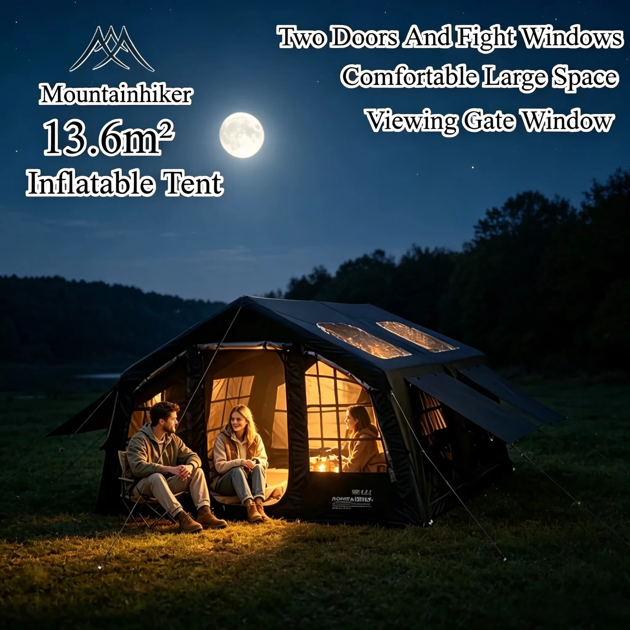 Outdoor Camping Inflatable Tent - เต็นท์ตั้งแคมป์แบบพองลมสำหรับ 4-8 คน ยี่ห้อ Mountainhiker พร้อมหน้าต่าง