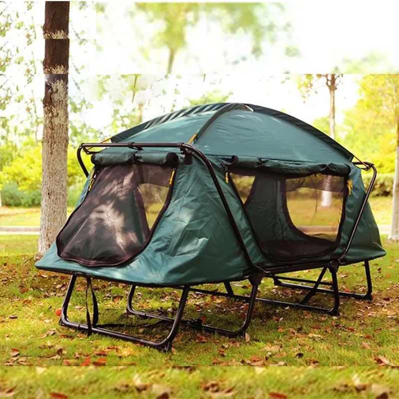 Outdoor Camping Cot - เตียงนอนพับได้ขนาดใหญ่สำหรับ 1-2 คน สำหรับตั้งแคมป์กลางแจ้ง กันน้ำ เหมาะสำหรับการเดินป่า