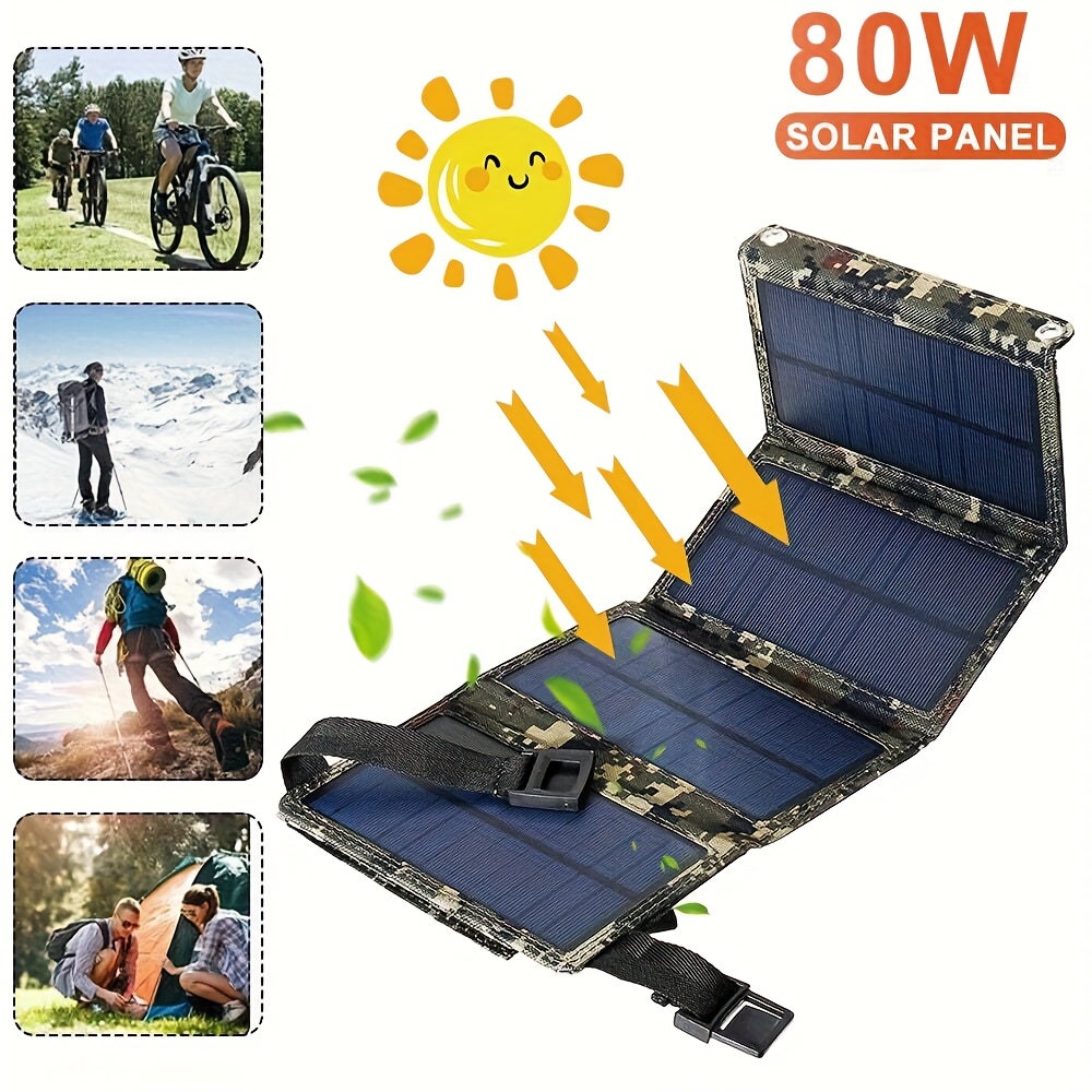 Outdoor Camping Hiking - [แผงโซลาร์เซลล์] แผงโซลาร์เซลล์แบบพับได้ขนาด 80 วัตต์ | เหมาะสำหรับการเดินทางกลางแจ้ง
