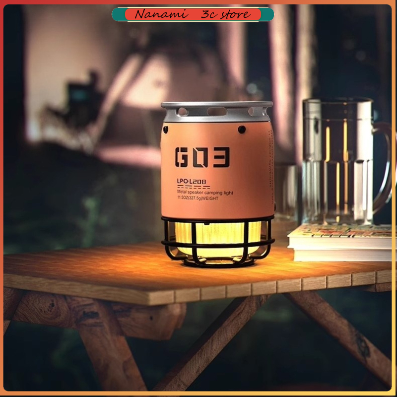Zd Outdoor Camping - ลำโพงบลูทูธ X-ZHIYI แบบพกพาสำหรับกิจกรรมกลางแจ้ง พร้อมไฟสร้างบรรยากาศ ลำโพงบลูทูธไร้สายโลหะส่วนตัว พร้อมไฟ