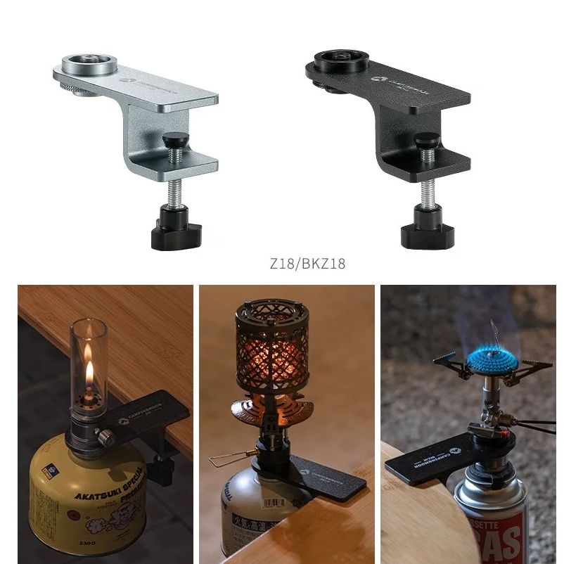 Outdoor Camping Gas Heater - อุปกรณ์เสริมสำหรับตั้งแคมป์ คลิปหนีบติดตั้งบนโต๊ะ ใช้กับเตาแก๊สแบบแบน หัวเตาให้ความร้อน คลิปยึดติดโต๊ะ Campingmoon