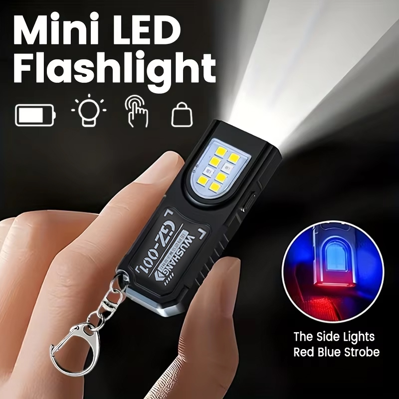 Outdoor Camping Lamp - ไฟฉายพวงกุญแจอเนกประสงค์ ชาร์จผ่าน USB ไฟฉายขนาดเล็กพร้อมไฟทำงานแบบ COB พวงกุญแจสำหรับตั้งแคมป์