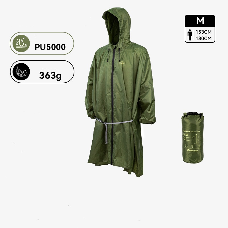 Camping Rain Poncho - เสื้อกันฝนสำหรับเดินป่าและตั้งแคมป์กลางแจ้ง ทนทานต่อการสึกหรอ มีซิปกันน้ำ