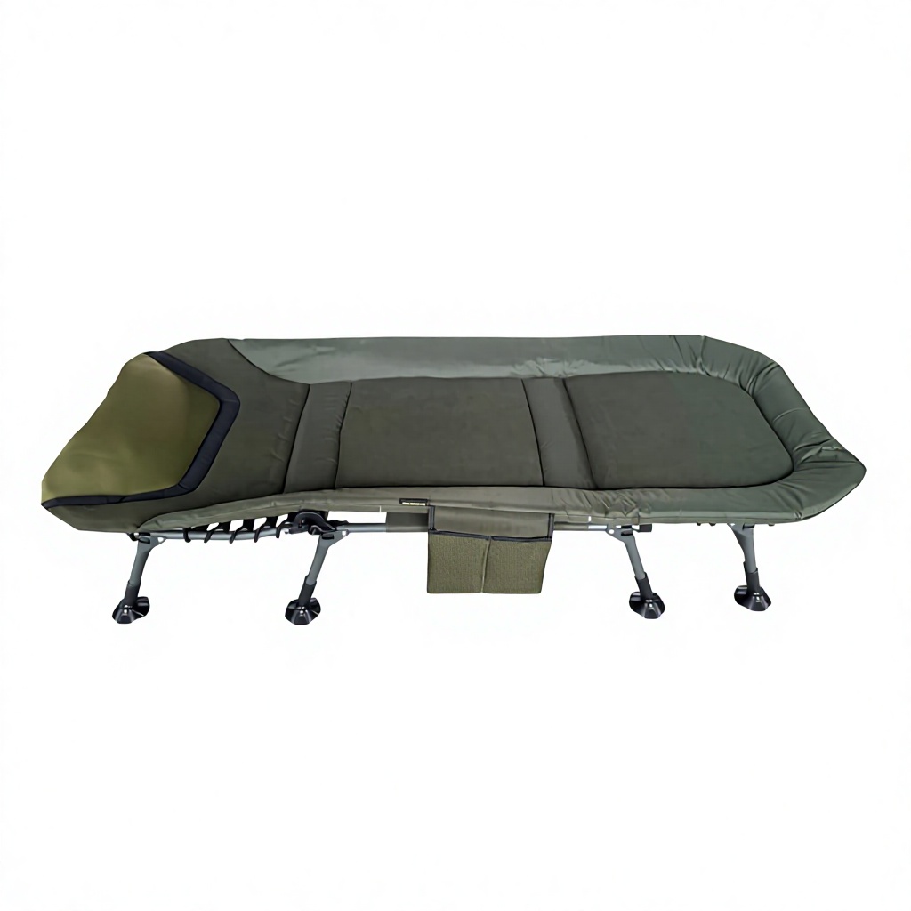 Outdoor Camping Cot - เตียงพับปรับระดับได้สำหรับตั้งแคมป์ เตียงพกพาสำหรับกิจกรรมกลางแจ้ง พร้อมเบาะรองนอน โครงเหล็ก เหมาะสำหรับตกปลาและตั้งแคมป์
