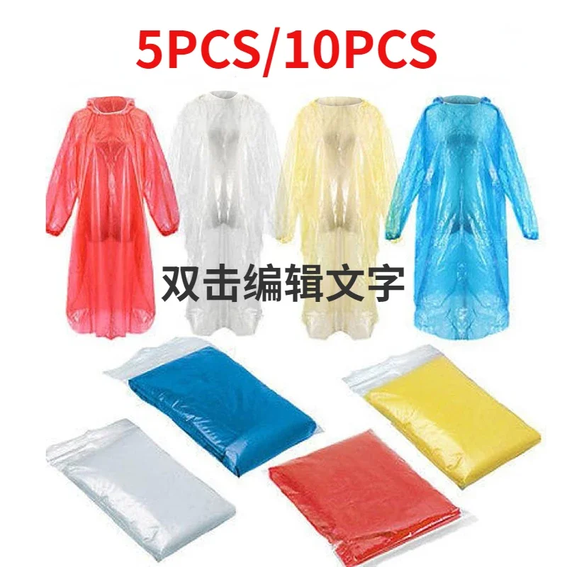 Camping Rain Poncho - 5/10PC เสื้อกันฝนแบบใช้แล้วทิ้งผู้ใหญ่เด็กกันน้ํา Rain Coat เดินป่าตั้งแคมป์ Poncho
