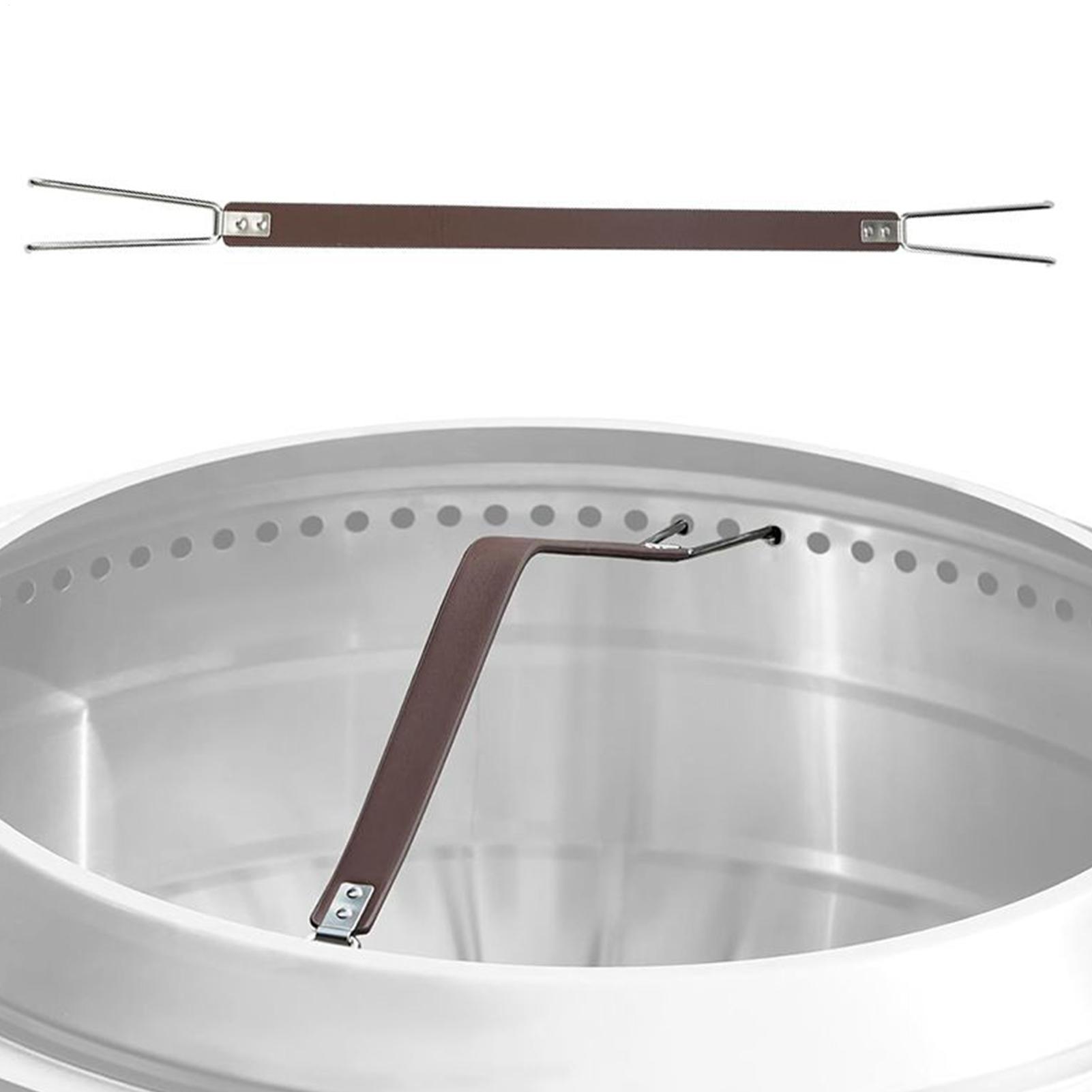 Outdoor Camping Tools - ที่จับสำหรับฝาเตาผิง เครื่องมือสำหรับเตาผิงแบบพกพา พร้อมตะขอสแตนเลสสำหรับยึดตะแกรงปิ้งย่าง ตั้งแคมป์ ใช้กลางแจ้ง ภายในบ้าน