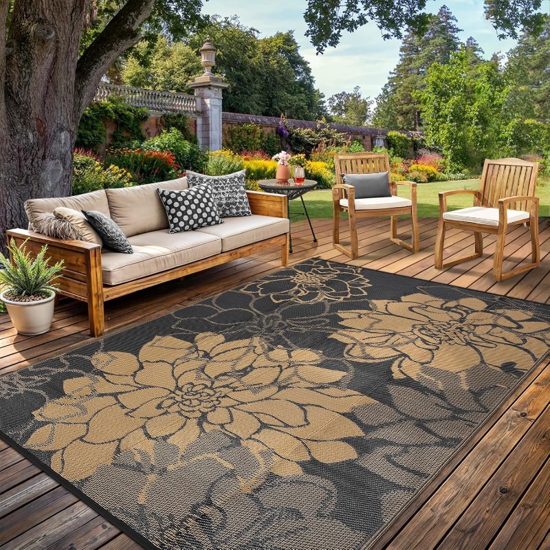 Outdoor Camping Rugs 8X10 - พรมกลางแจ้งขนาด 8x10 ฟุต กันน้ำ ใช้ได้สองด้าน ทำจากพลาสติก
