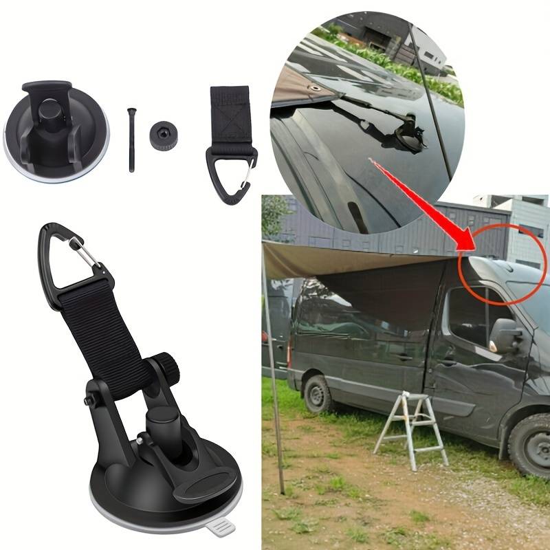 Outdoor Camping Accessories - ตะขอเกี่ยวแบบสุญญากาศสำหรับรถบ้าน 4 ชิ้น ใช้ยึดผ้าใบกันสาดข้างรถ ใช้ได้กับรถต่างๆ สำหรับตั้งแคมป์