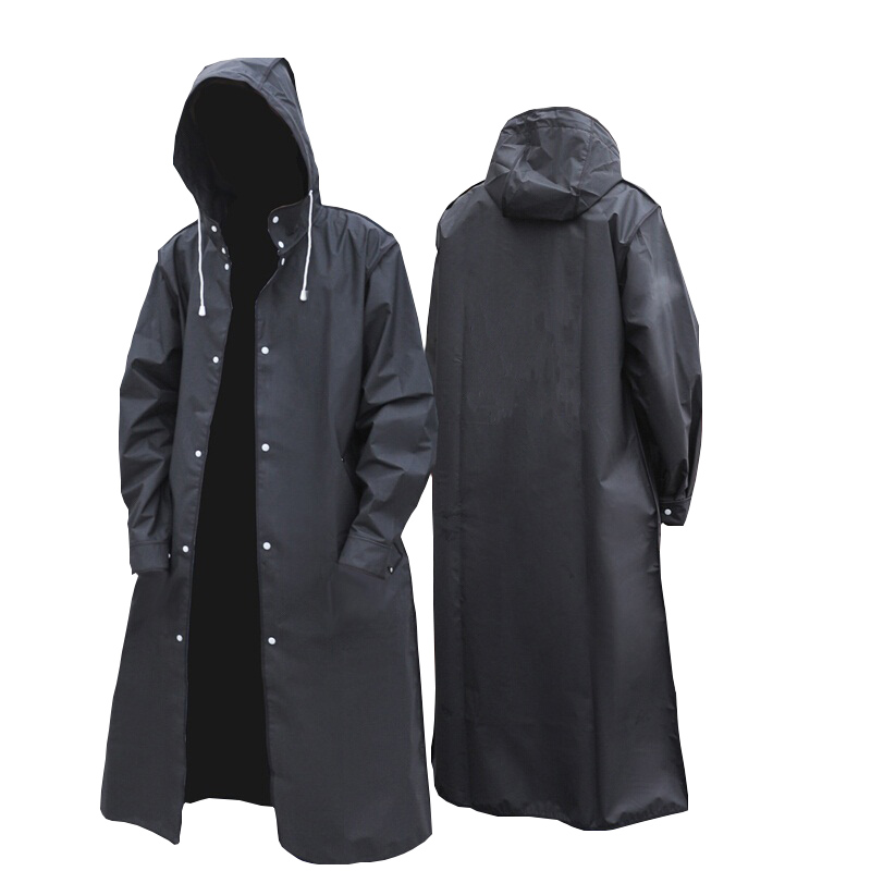 Camping Rain Poncho - สีดําแฟชั่นผู้ใหญ่กันน้ํายาวเสื้อกันฝนผู้หญิงผู้ชาย Rain Coat Hooded สําหรับเดินป่ากลางแจ้งตกปลาปีนเขาหนา