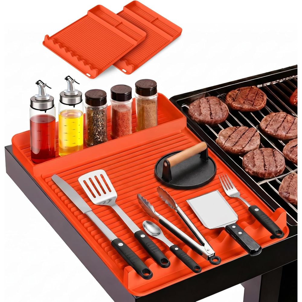 Outdoor Camping Tools - แผ่นรองย่างซิลิโคนทนความร้อน - 16x11.5 นิ้ว แผ่นรองกันลื่นสำหรับบาร์บีคิว อุปกรณ์ทำอาหารกลางแจ้ง