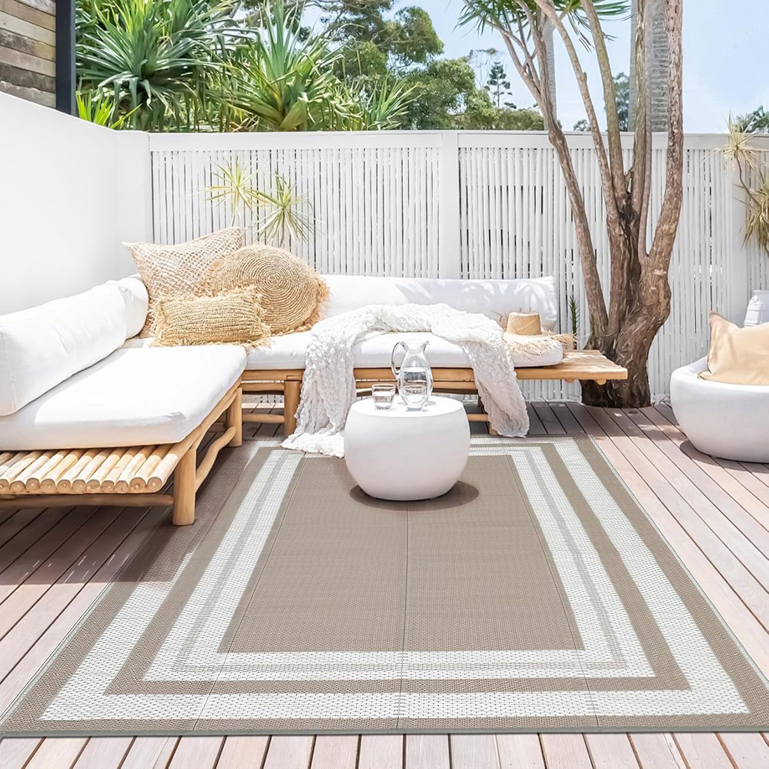 Outdoor Camping Rugs 8X10 - พรมกลางแจ้งขนาด 8x10 ฟุต – พรมพลาสติกกันน้ำแบบสองด้าน, ทำความสะอาดง่าย