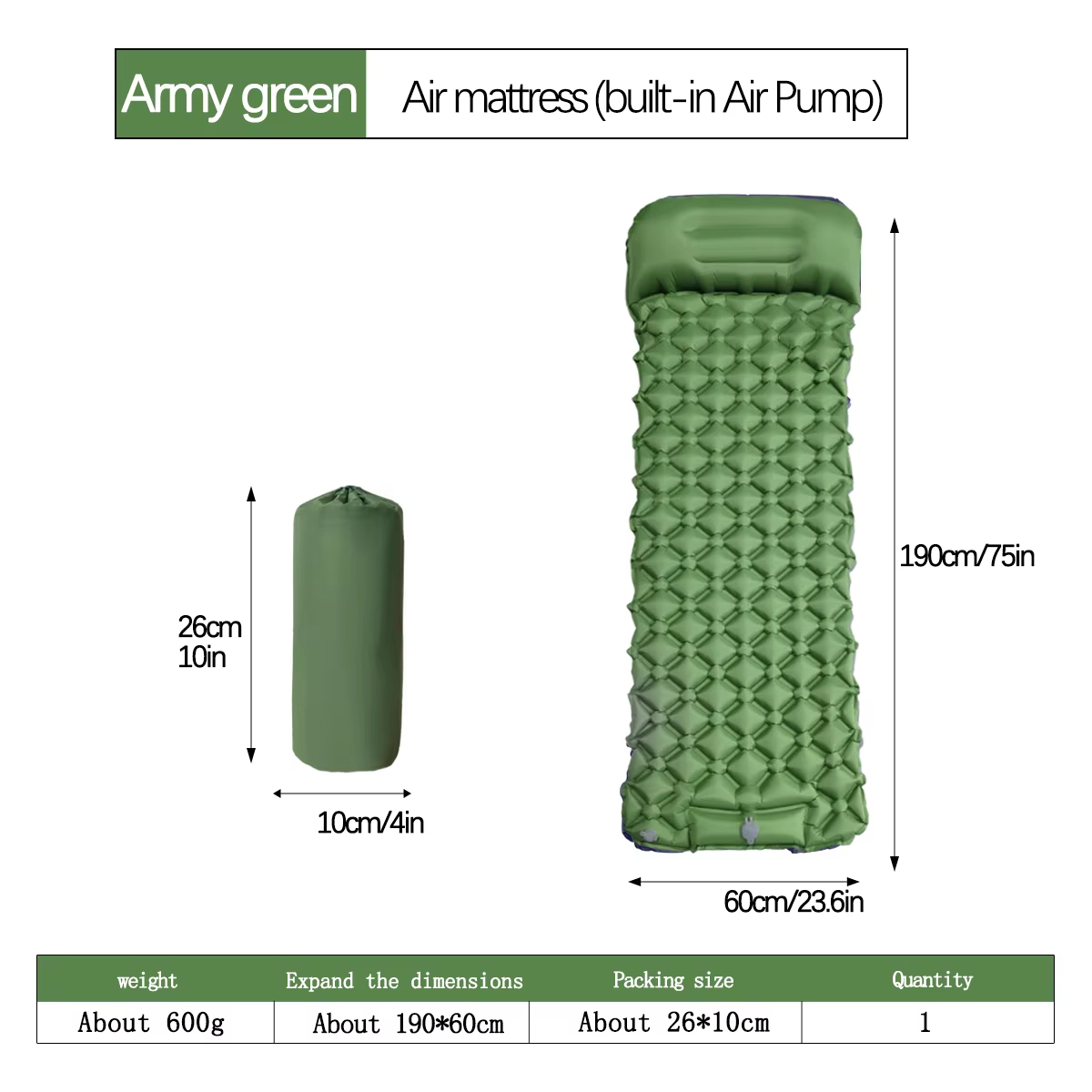 ที่นอนเป่าลมสำหรับตั้งแคมป์กลา - Outdoor Camping Hiking บทวิจารณ์และราคา