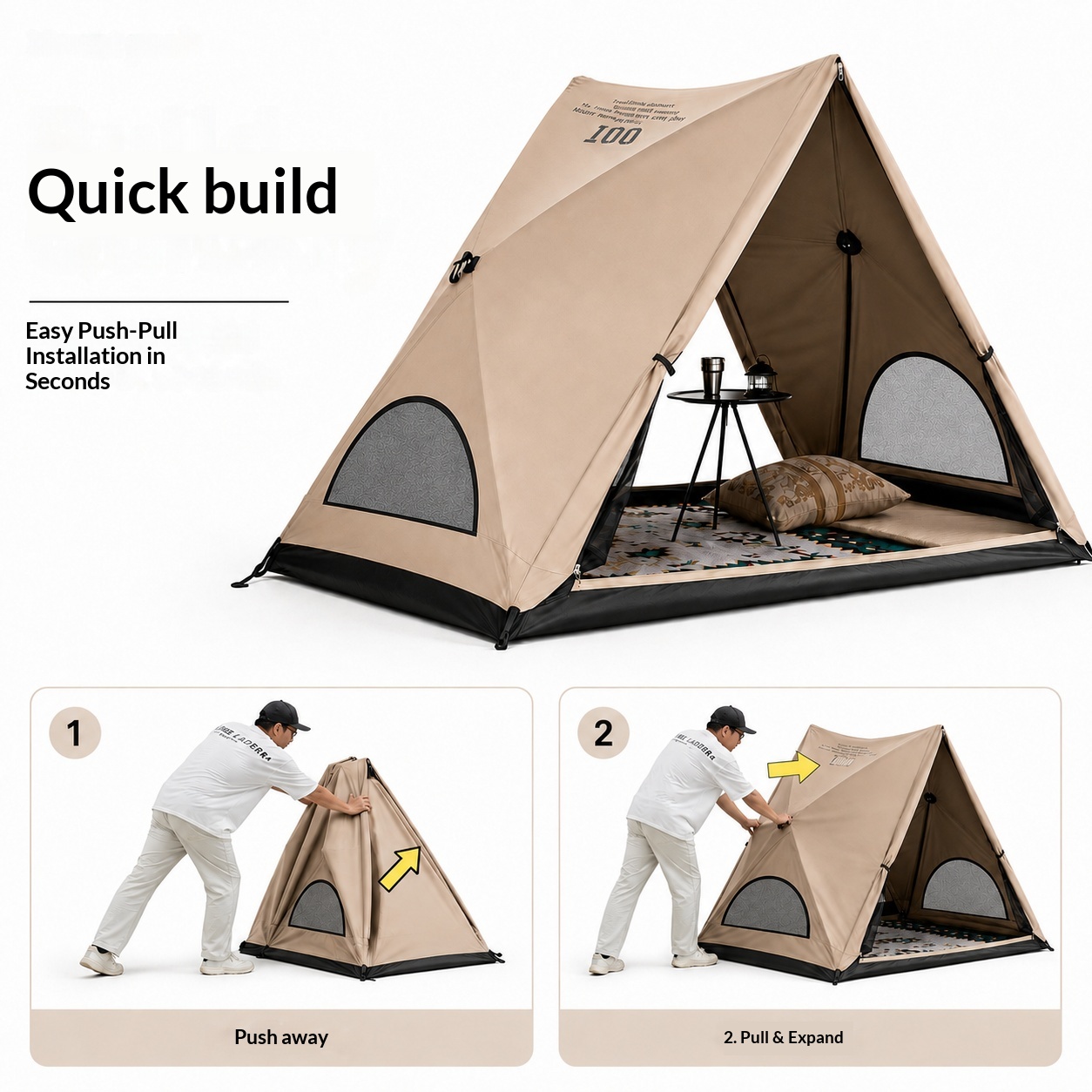 เต็นท์สามเหลี่ยมอัตโนมัติ เต็น - Outdoor Camping Automatic Quick Opening Tent บทวิจารณ์และราคา