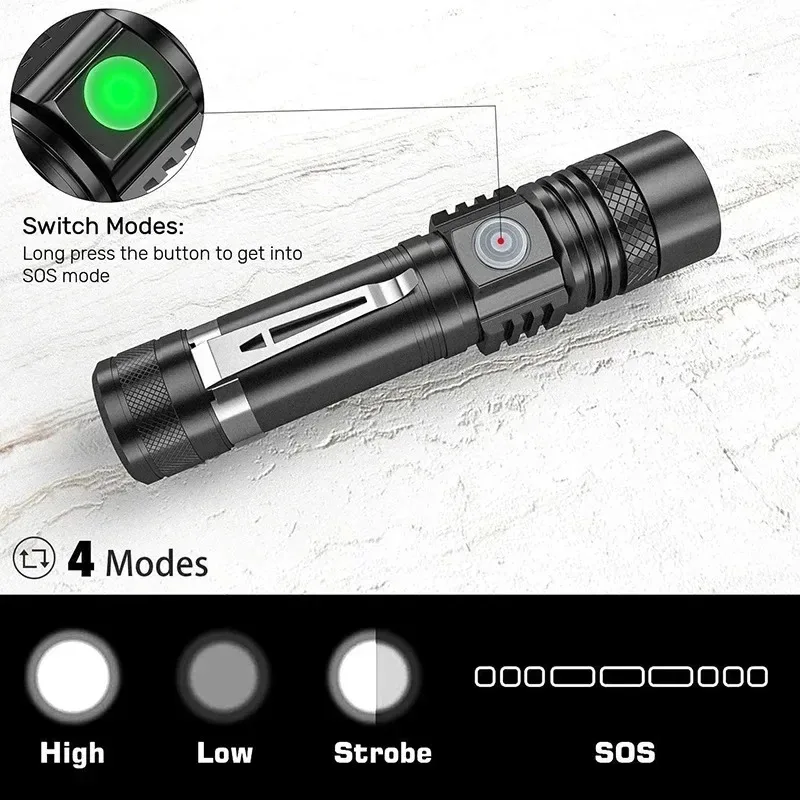 ไฟฉายแบบชาร์จได้ T6 ใช้แบตเตอร - Outdoor Camping Adventure บทวิจารณ์และราคา