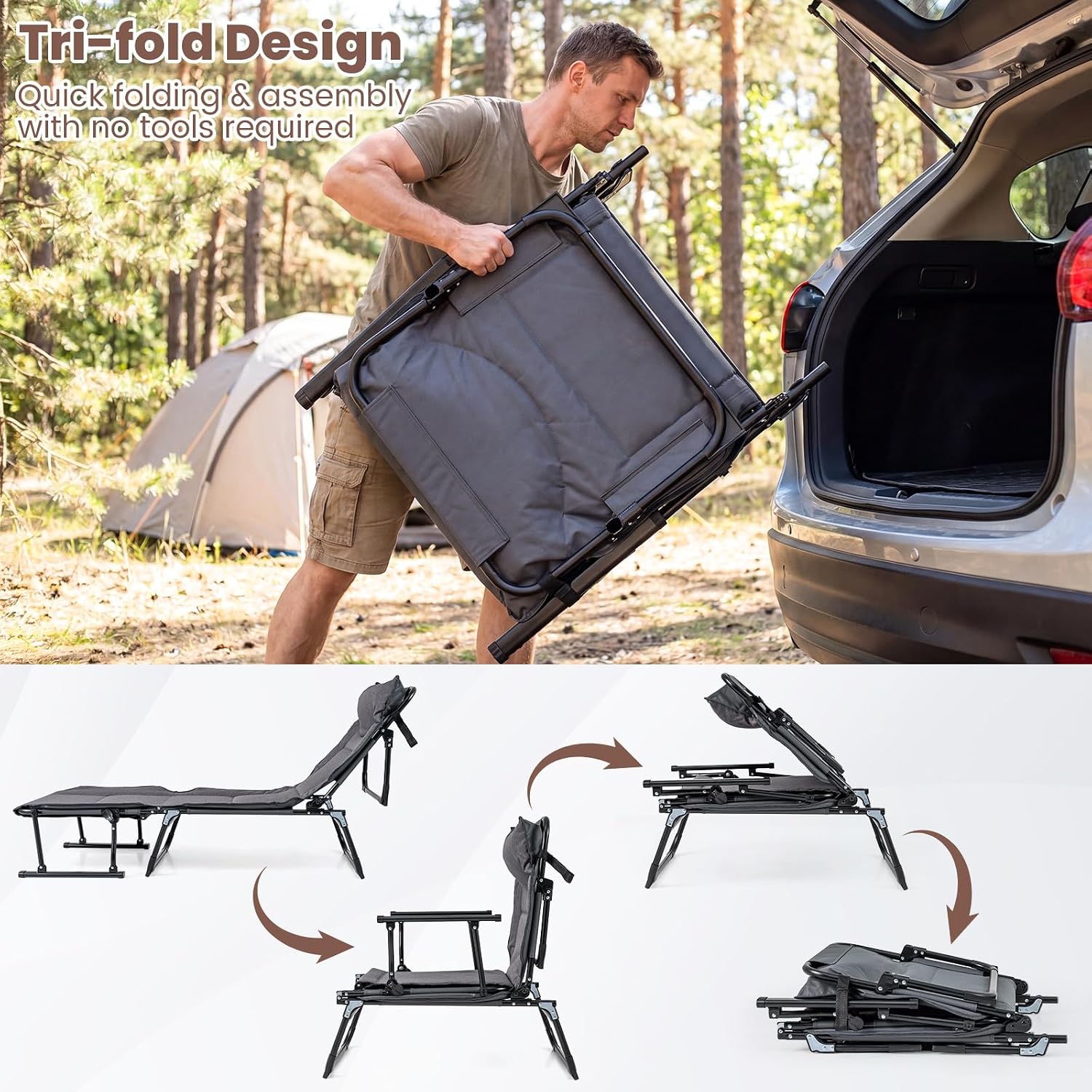 ชุดเก้าอี้พักผ่อนพับได้สำหรับล - Outdoor Camping Cot บทวิจารณ์และราคา