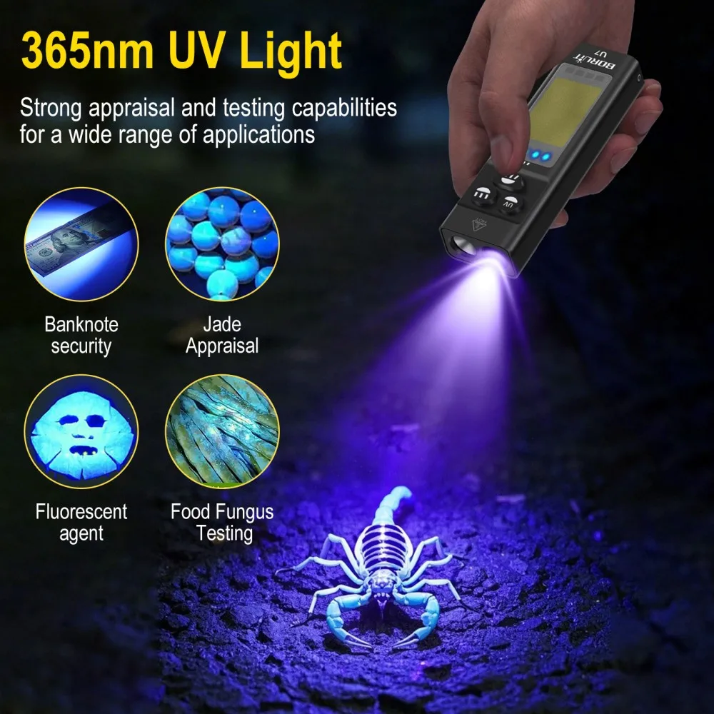ไฟฉาย BORUiT U7 UV LED EDC 110 - Outdoor Camping Adventure บทวิจารณ์และราคา