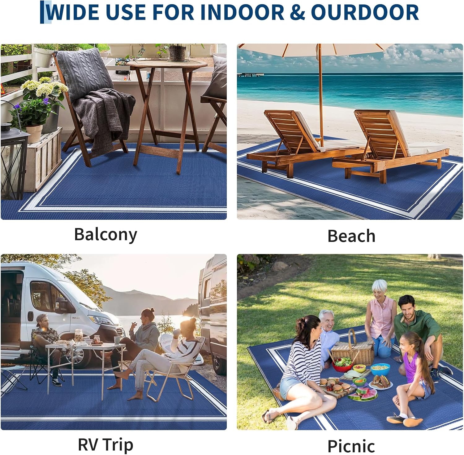 พรมปูพื้นกลางแจ้งขนาด 8x10/9x1 - Outdoor Camping Rugs 8X10 บทวิจารณ์และราคา