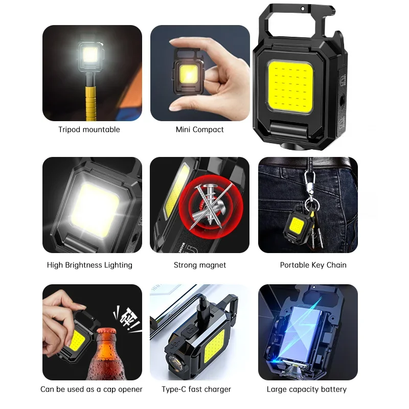 ไฟฉายขนาดเล็กพวงกุญแจไฟ COB ไฟ - Outdoor Camping Lamp บทวิจารณ์และราคา