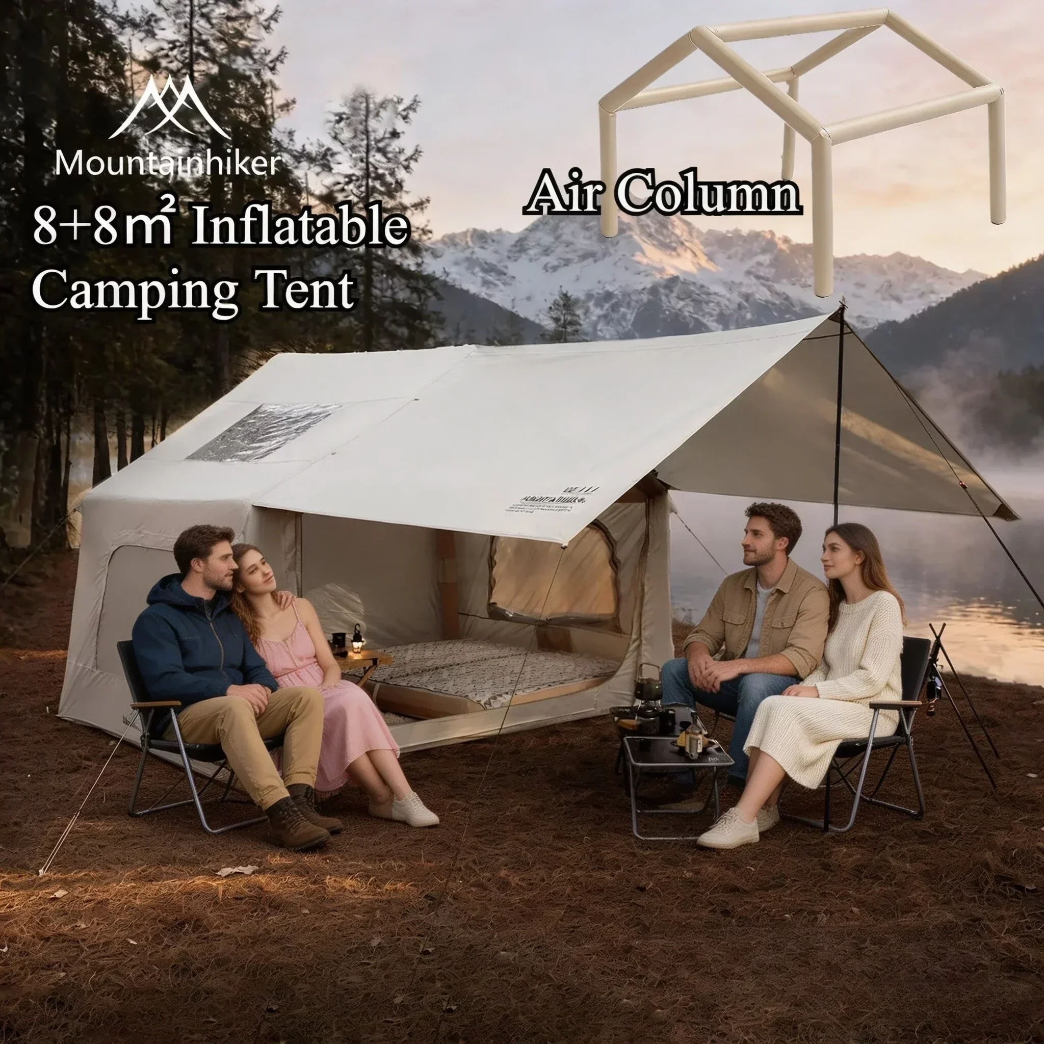 8+8 ㎡   เต็นท์ตั้งแคมป์แบบเป่า - Outdoor Camping Inflatable Tent บทวิจารณ์และราคา