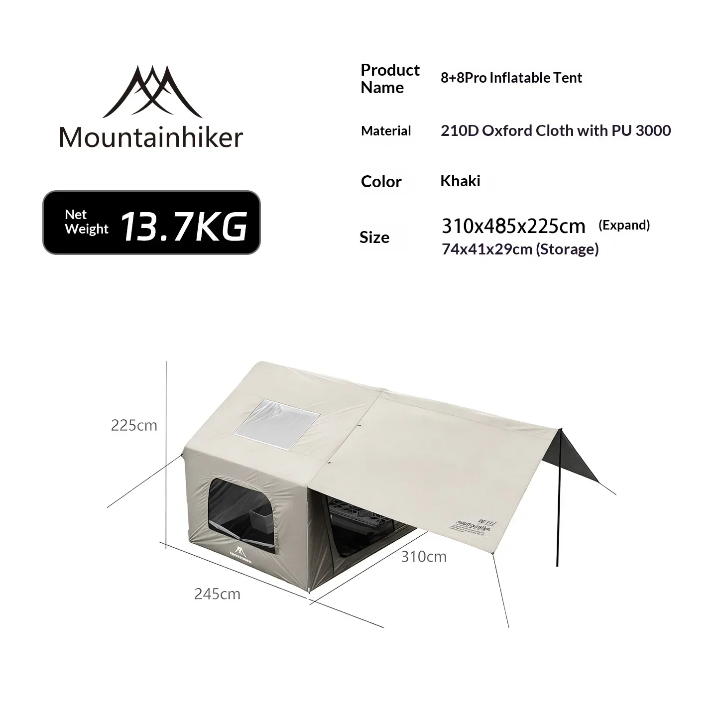 8+8 ㎡   เต็นท์ตั้งแคมป์แบบเป่า - Outdoor Camping Inflatable Tent บทวิจารณ์และราคา