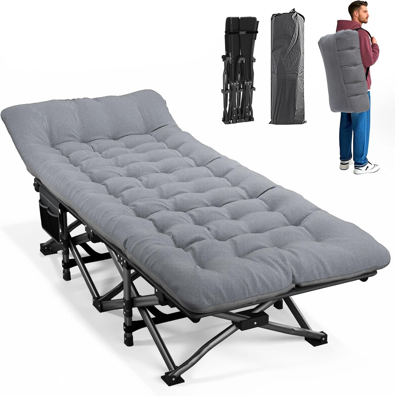 เตียงนอนสำหรับผู้ใหญ่พร้อมเบาะ - Outdoor Camping Cot บทวิจารณ์และราคา