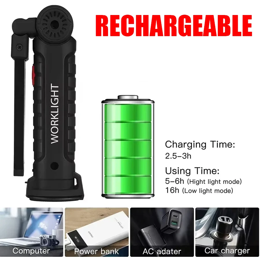 ไฟฉาย LED COB แบบพกพาใหม่ ชาร์ - Outdoor Camping Lamp บทวิจารณ์และราคา