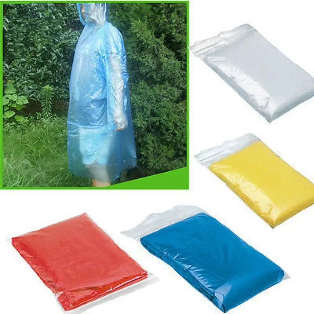 5/10PC เสื้อกันฝนแบบใช้แล้วทิ้ - Camping Rain Poncho บทวิจารณ์และราคา