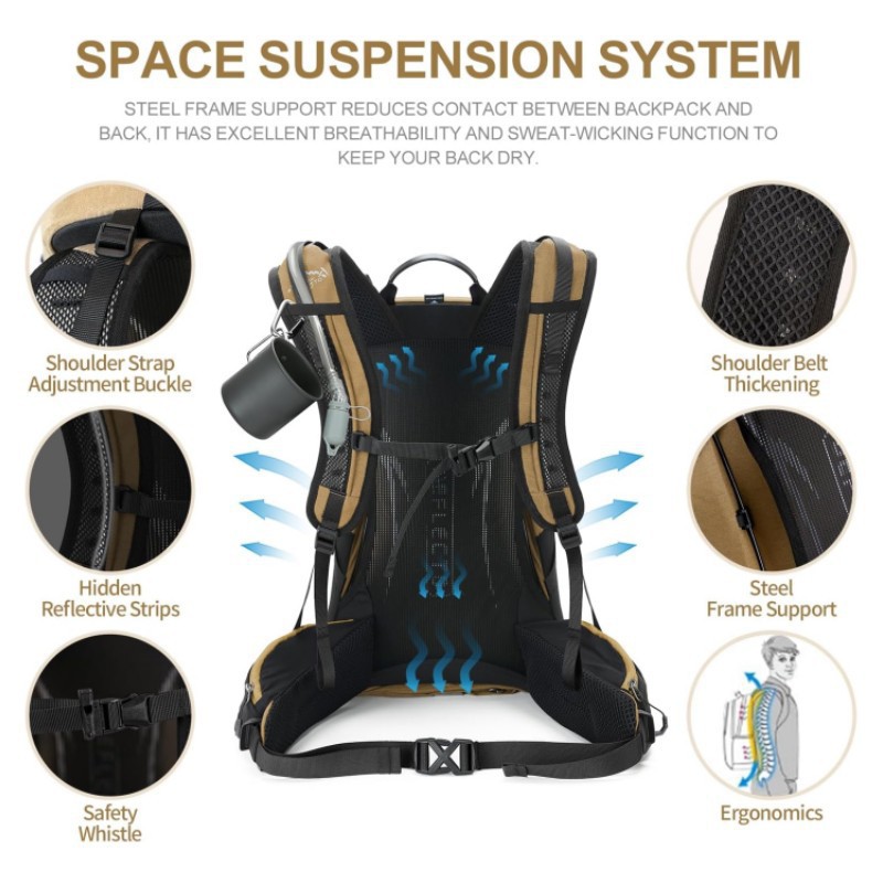 กระเป๋าเป้เดินป่าขนาดใหญ่ กันน - Outdoor Camping Hiking บทวิจารณ์และราคา