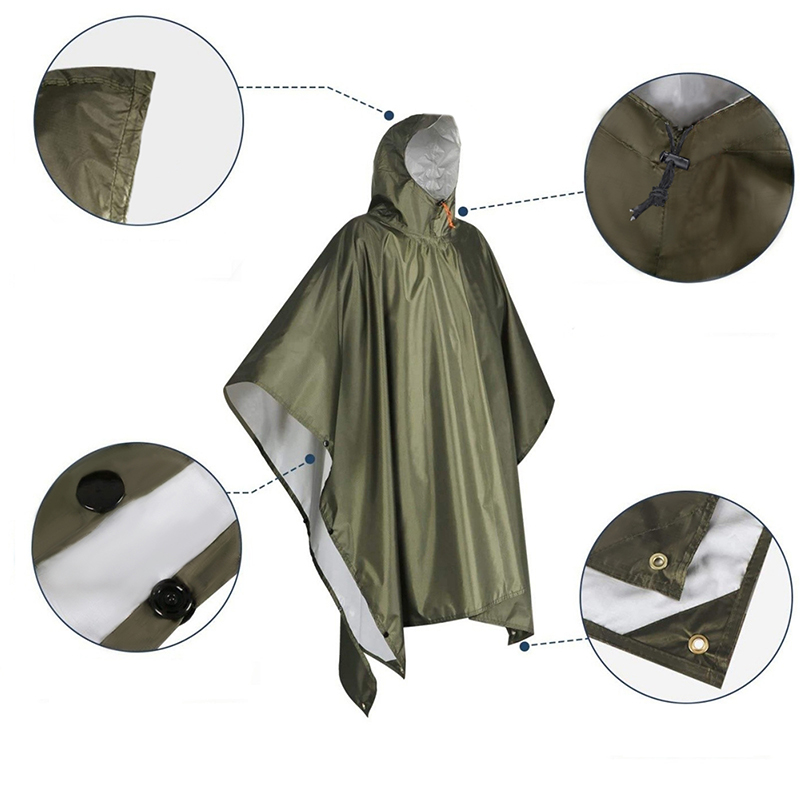 เสื้อกันฝนอเนกประสงค์สำหรับผู้ - Camping Rain Poncho บทวิจารณ์และราคา