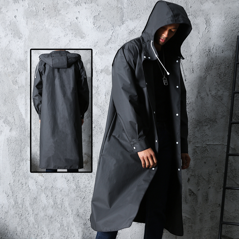 สีดําแฟชั่นผู้ใหญ่กันน้ํายาวเส - Camping Rain Poncho บทวิจารณ์และราคา