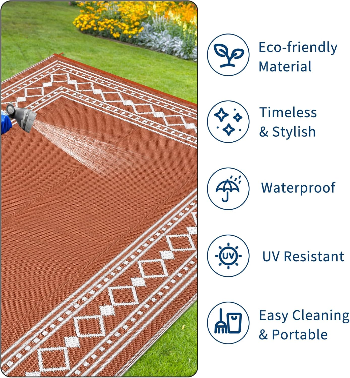 พรมพลาสติกกันน้ำแบบสองด้านขนาด - Outdoor Camping Rugs 8X10 บทวิจารณ์และราคา