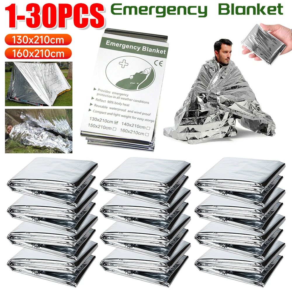 1-30PCS ผ้าห่มฉุกเฉินกลางแจ้ง  - Survival Kit บทวิจารณ์และราคา